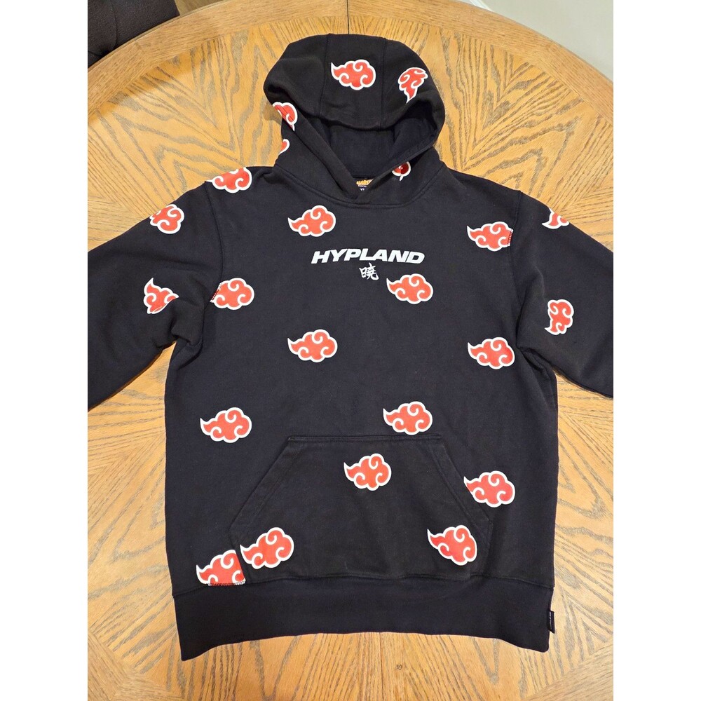 Hypland Naruto Hoodie Mens M Akatsuki Cloud Black Anime Streetwear Heavyweight
